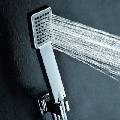 Poignée de douche manuelle 1 position carrée finition chrome poli en ABS Kibath