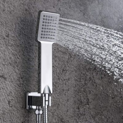 Poignée de douche manuelle 1 position carrée finition chrome poli en ABS Kibath