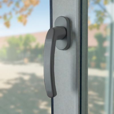 Poignée de fenêtre BALTIC, Aluminium gris RAL9006 carré dépassant 9 mm