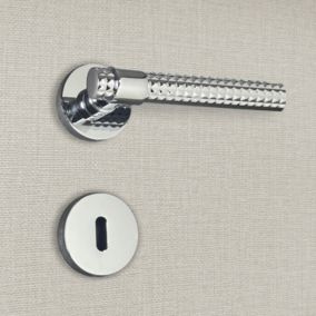 Poignée de porte design à clé finition aspect chrome brillant Grazia - KATCHMEE