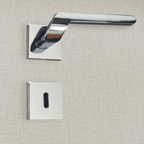 Poignée de porte design à clé finition aspect chrome brillant Luana - KATCHMEE