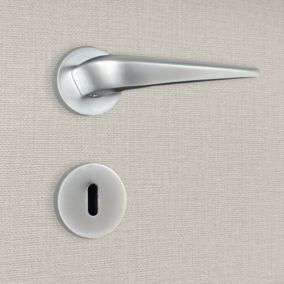 Poignée de porte design à clé finition aspect chrome mat Alissia - KATCHMEE