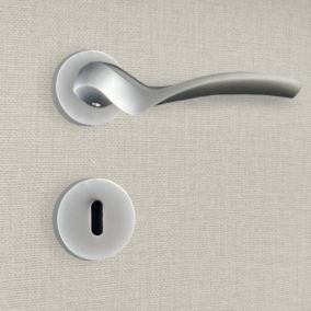 Poignée de porte design à clé finition aspect chrome mat Carla - KATCHMEE