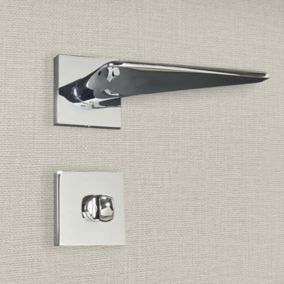 Poignée de porte design à condamnation finition aspect chrome brillant Andrea - KATCHMEE