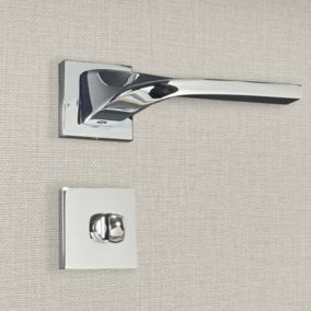 Poignée de porte design à condamnation finition aspect chrome brillant Angela - KATCHMEE