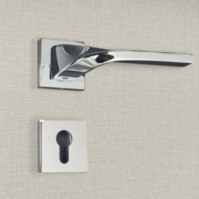 Poignée de porte design à cylindre finition aspect chrome brillant Angela - KATCHMEE