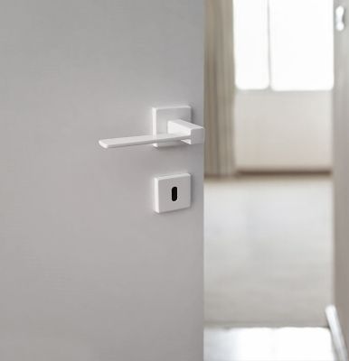 Poignée de porte intérieure sur rosaceZamac blanc brillant Avec ressort de rappel Hardwarexchange