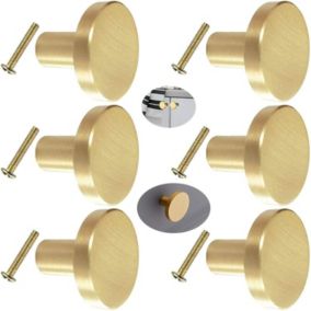 Poignée de porte ronde en laiton massif, 6 pièces, poignée de meuble, bouton de poignée de porte de placard rond en laiton avec v