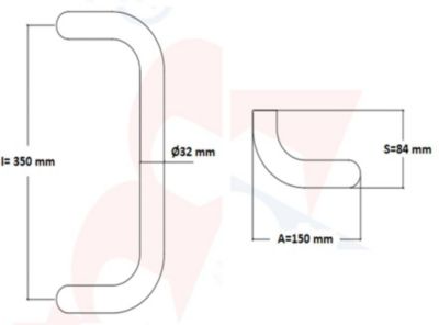 Poignée de tirage Diamètre 32 mm - Entraxe350 mm - INOX 304 poli