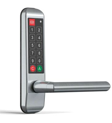 Poignée électronique serrure à code Easykey DOM serrure inox porte intérieure 35 mm sans clé