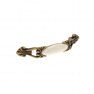 Poignée Pour Meubles En Zamac Et Porcelaine Entraxe 96 Vieil Argent Brillant 86925203