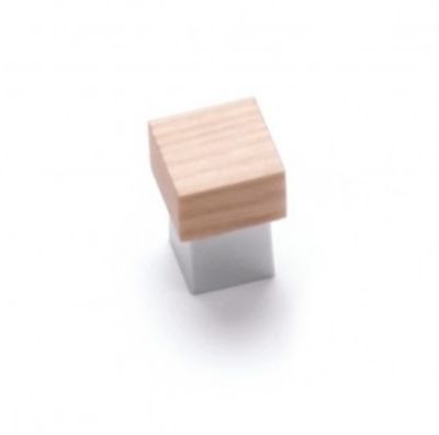 Poignée Symbiosis 9090-Chromé mat/Hêtre, vernis transparent. 21x21x29x16mm.