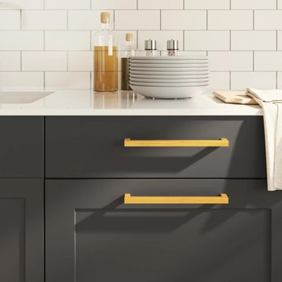 Poignées d armoire 5 pcs doré 224 mm acier inoxydable