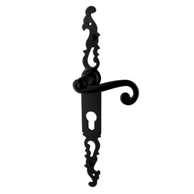 Poignées de porte fer forgé COQ 330x36mm noir à saillie rehaussée Trou de cylindre i 330X36 mm