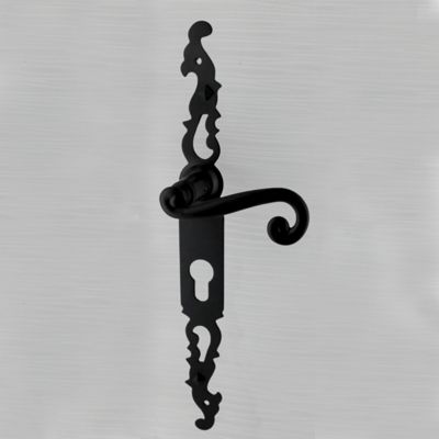 Poignées de porte fer forgé COQ 330x36mm noir à saillie rehaussée Trou de cylindre i 330X36 mm