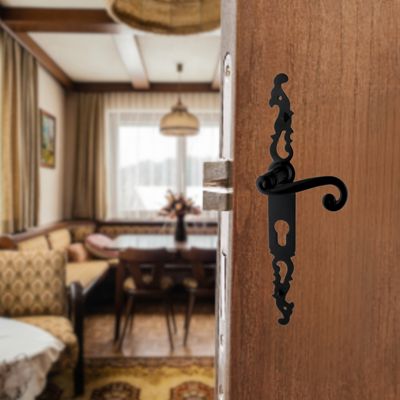 Poignées de porte fer forgé COQ 330x36mm noir à saillie rehaussée Trou de cylindre i 330X36 mm