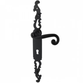 Poignées de porte fer forgé COQ noir 330X36 mm Trou de clé L