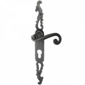 Poignées de porte fer forgé COQ vieil argent 330X36 mm Trou de cylindre i