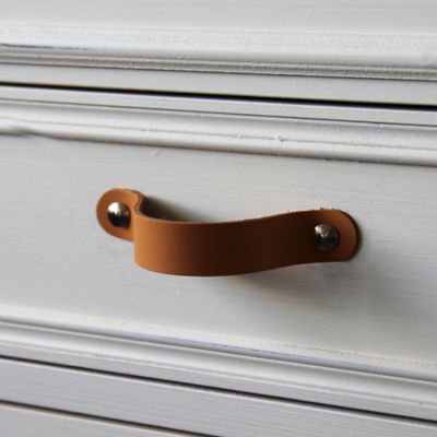 Poignée 20 mm entraxe 128 mm cuir marron