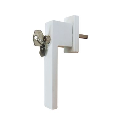 Poignée aluminium carré blanc et 3 clés pour fenêtre pvc