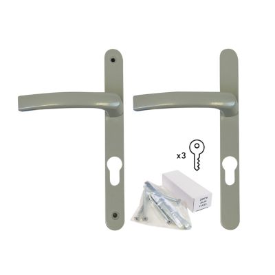 Poignée aluminium carré cylindre argent pour porte fenêtre bois