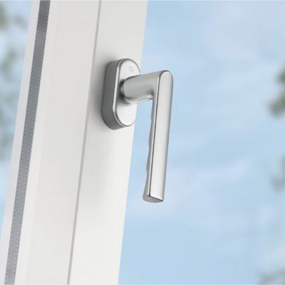 Poignée aluminium chrome pour fenêtre L.129 mm SecuForte