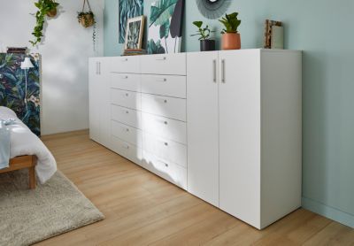 Poignée blanche en acier GoodHome Atomia H. 2,3 x L. 16,5 x P. 2,05 cm vendue par 2