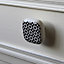 Poignée bouton céramique carreau ciment fleur noir