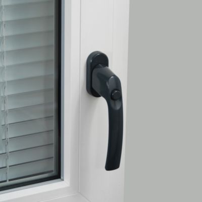 Poignée de fenêtre avec bouton-poussoir Miniac PVC anthracite l.2