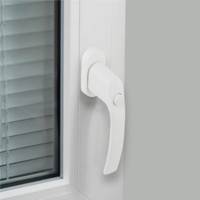 Poignée de fenêtre avec bouton-poussoir Miniac PVC blanc l.2,9 x H.15,4 x P.6 cm