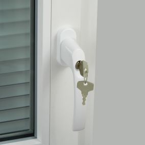 Poignée de fenêtre avec clé Minia PVC blanc l.2,9 x H.15,4 x P.6 cm