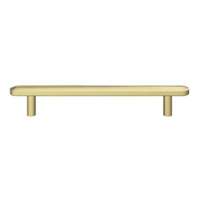 Poignée de meuble arrondi GoodHome Garlan aluminium effet laiton satin doré l.168mm x l.15mm x H. 27mm entraxe 128mm