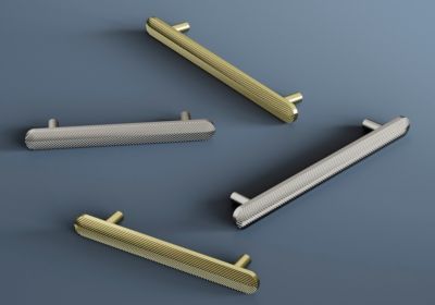 Poignée de meuble arrondi GoodHome Garlan aluminium effet laiton satin doré l.168mm x l.15mm x H. 27mm entraxe 128mm