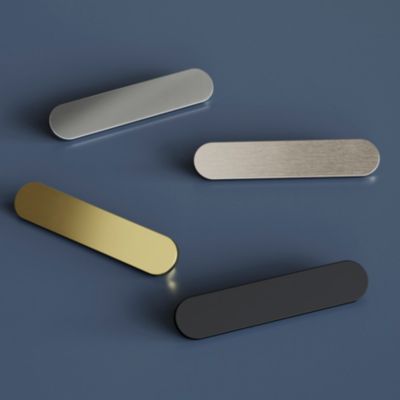 Poignée de meuble arrondi GoodHome Minzh aluminium effet chromé gris l.121mm x l.25mm x H. 16mm entraxe 96mm