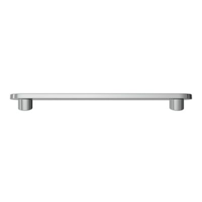 Poignée de meuble arrondi GoodHome Minzh aluminium effet chromé gris l.153mm x l.25mm x H. 16mm entraxe 128mm