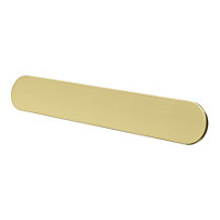 Poignée de meuble arrondi GoodHome Minzh aluminium effet laiton satin doré l.153mm x l.25mm x H. 16mm entraxe 128mm