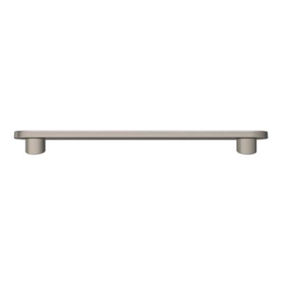 Poignée de meuble arrondi GoodHome Minzh aluminium effet nickel satin gris l.153mm x l.25mm x H. 16mm entraxe 128mm