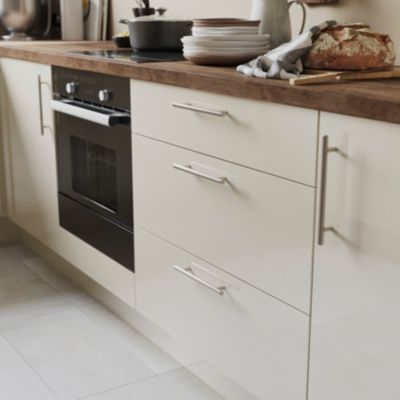 Poignée de meuble de cuisine GoodHome Annatto effet nickel L. 22 cm, 2 pièces