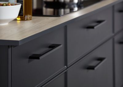 Poignée de meuble de cuisine GoodHome Cacao Noir L. 22 cm, 2 pièces