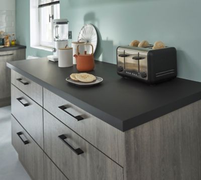 Poignée de meuble de cuisine GoodHome Cacao Noir L. 22 cm, 2 pièces