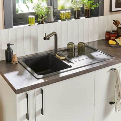 Poignée de meuble de cuisine GoodHome Cacao Noir L. 22 cm, 2 pièces