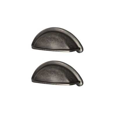 Poignée de meuble de cuisine GoodHome Chervil effet étain L. 9,46 cm, 2 pièces