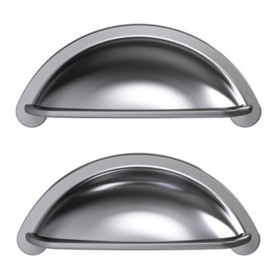 Poignée de meuble de cuisine GoodHome Chervil effet inox L. 9,46 cm, 2 pièces