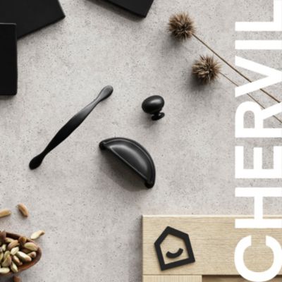 Poignée de meuble de cuisine GoodHome Chervil noir L. 9,46 cm, 2 pièces