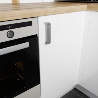 Poignée de meuble de cuisine GoodHome Gara effet nickel L. 13,6 cm, 2 pièces