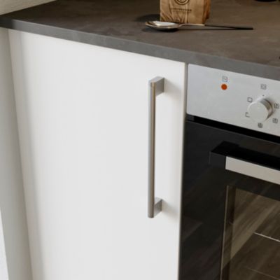 Poignée de meuble de cuisine GoodHome Khara effet nickel L. 28,4 cm, 2 pièces