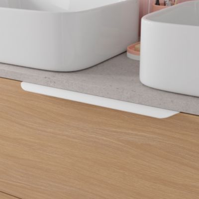 Poignée de meuble de salle de bains Kentia L.35 cm blanc mat