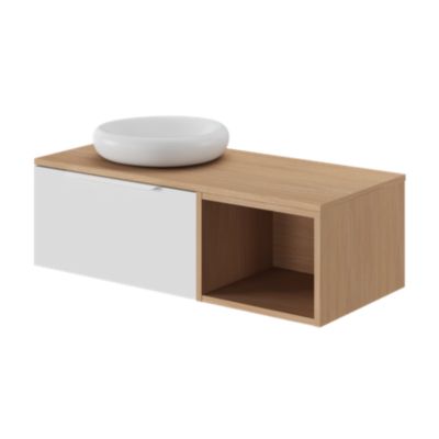Poignée de meuble de salle de bains Kentia L.35 cm blanc mat