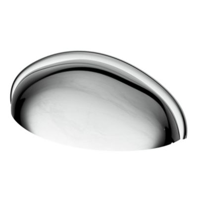 Poignée de meuble demi-ronde GoodHome Armel effet chromé gris l.79mm x l.28mm x H. 26mm entraxe 64mm