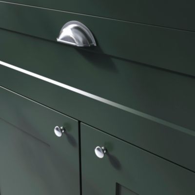Poignée de meuble demi-ronde GoodHome Govlin effet chromé gris l.81mm x l.30mm x H. 30mm entraxe 64mm